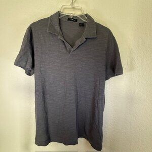Theory Gray Willem Cotton Polo Shirt- Mens Size S